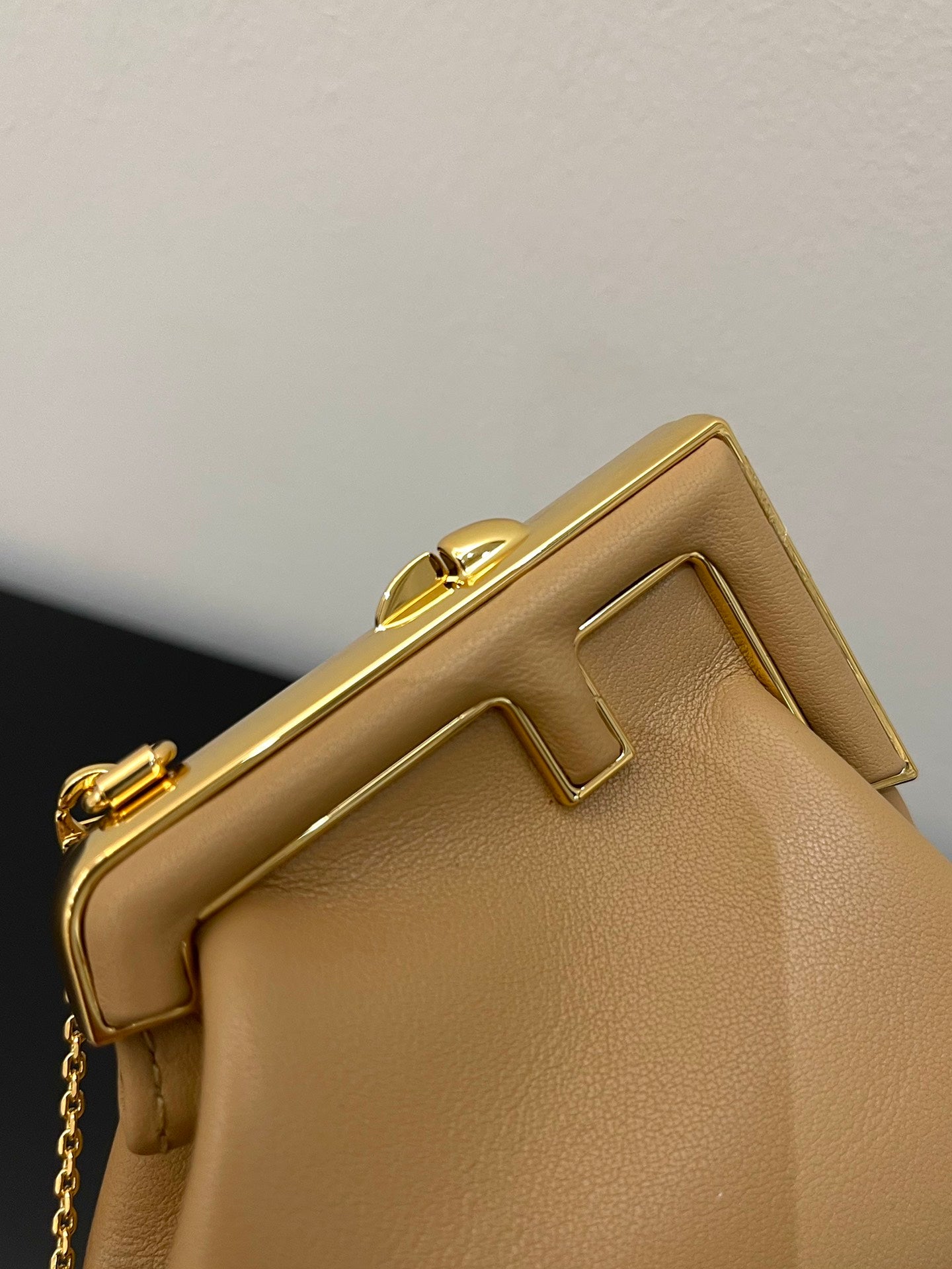 Fendi First Nano Leather Charm - Beige Crossbody Pouch