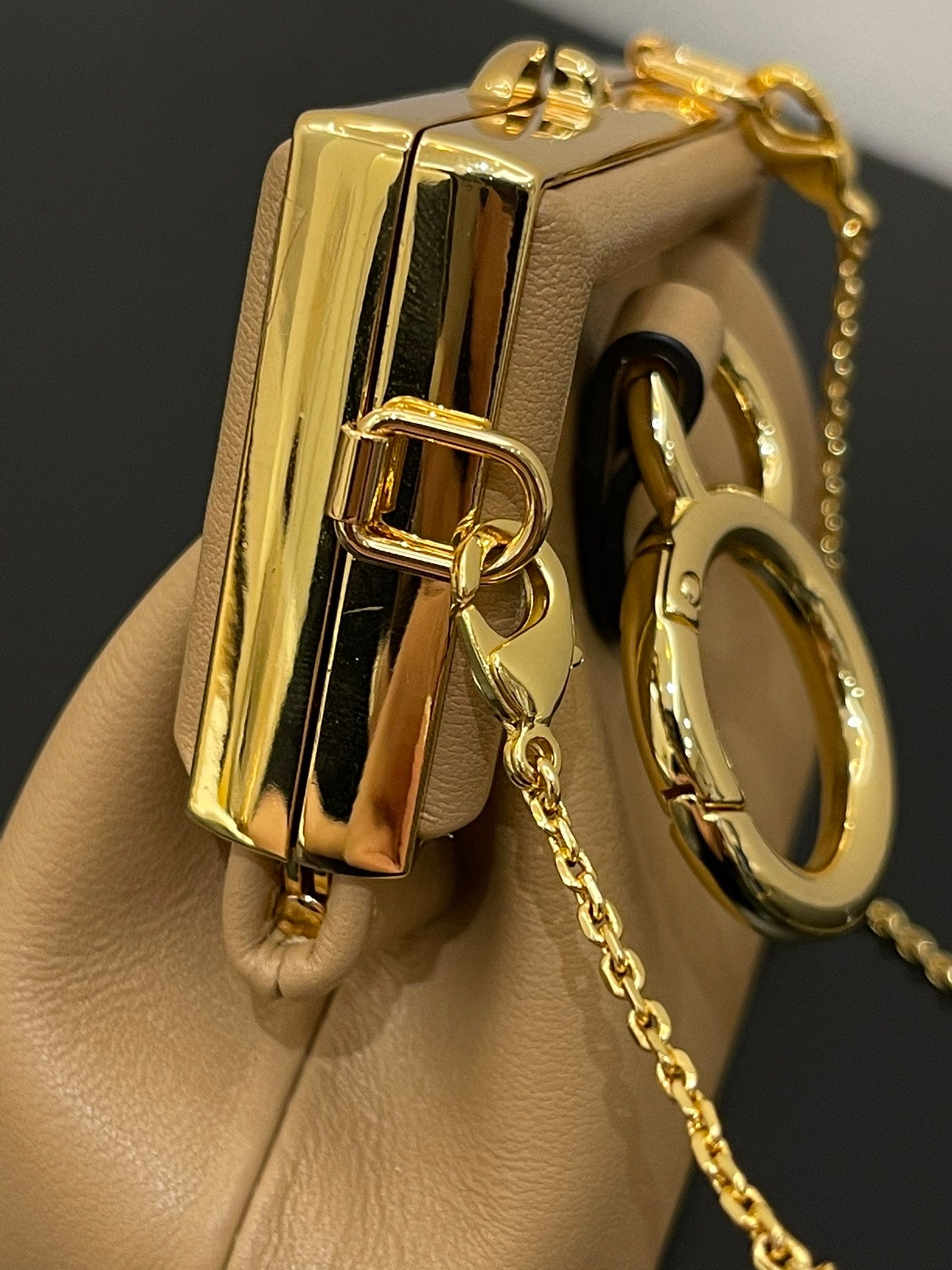 Fendi First Nano Leather Charm - Beige Crossbody Pouch