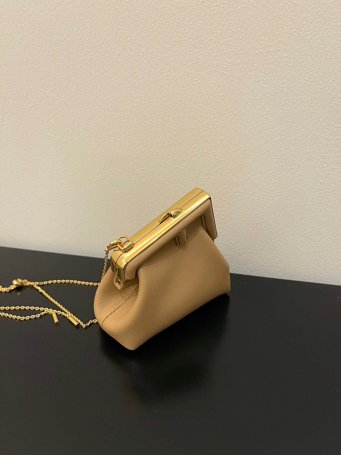 Fendi First Nano Leather Charm - Beige Crossbody Pouch