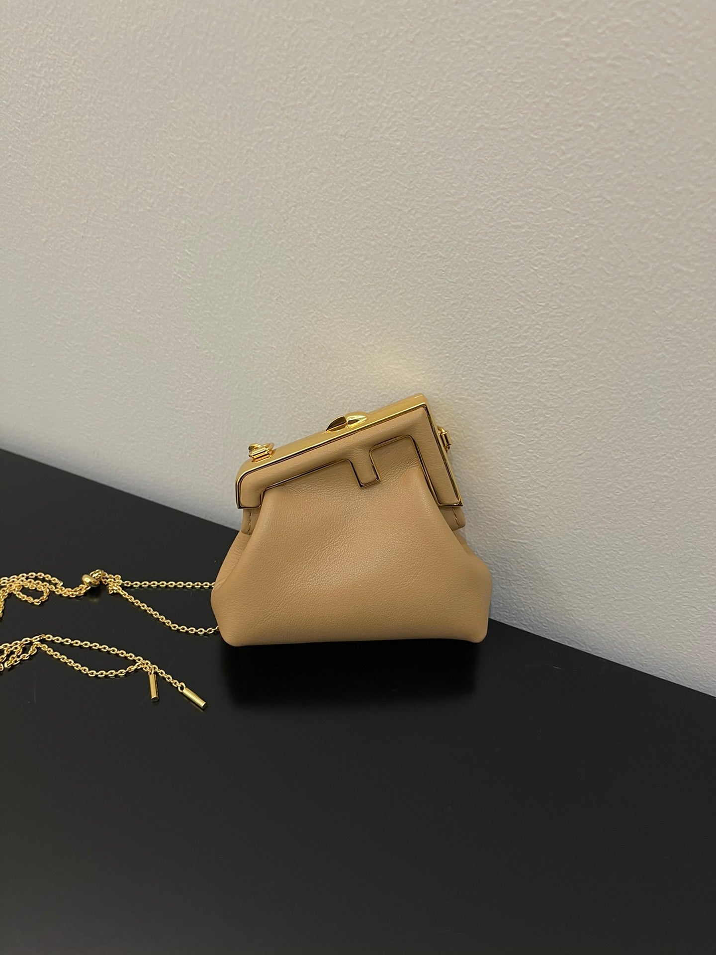 Fendi First Nano Leather Charm - Beige Crossbody Pouch