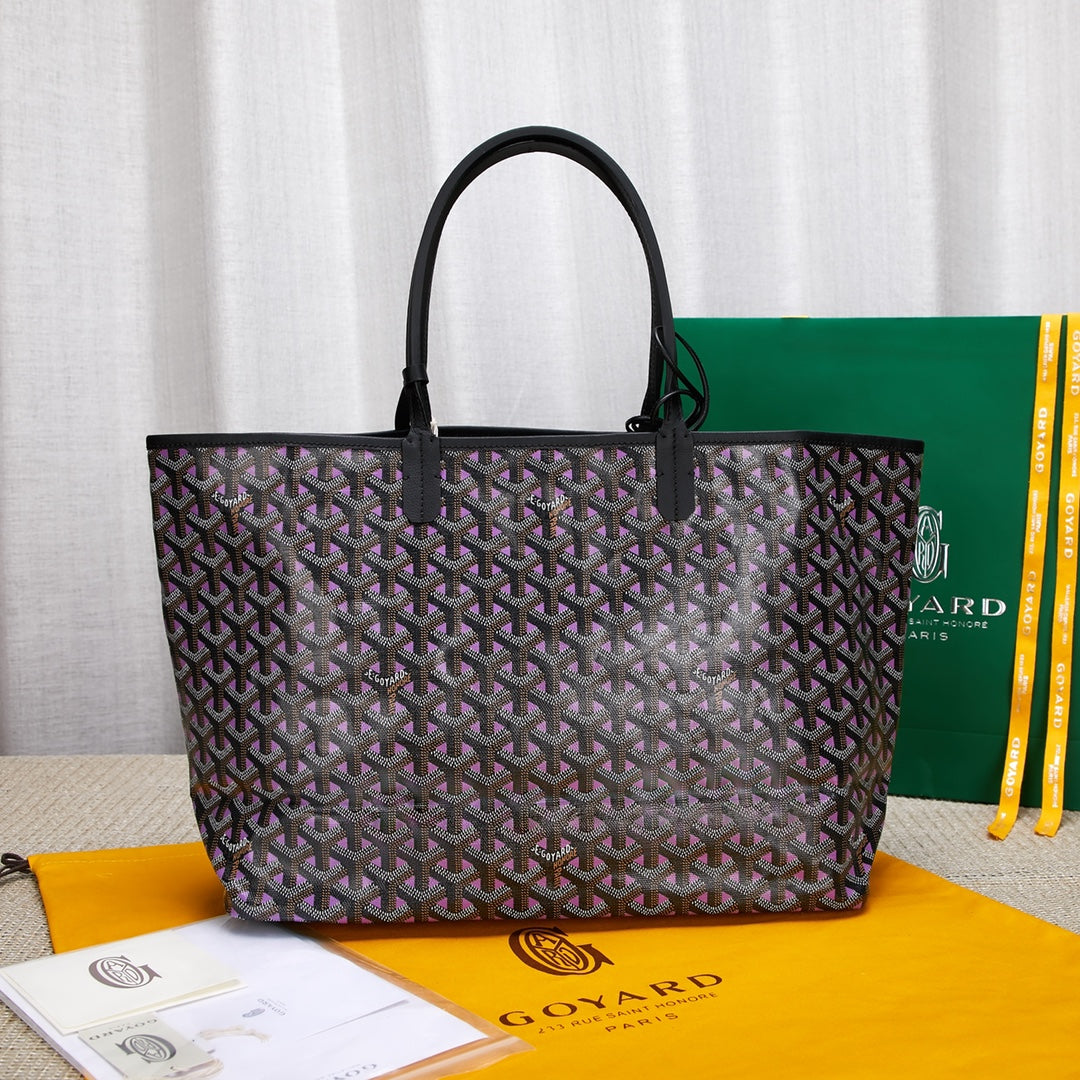 Gogy Chevron Monogram Tote Bag with Cartoon Dog Graphic and Pouch
