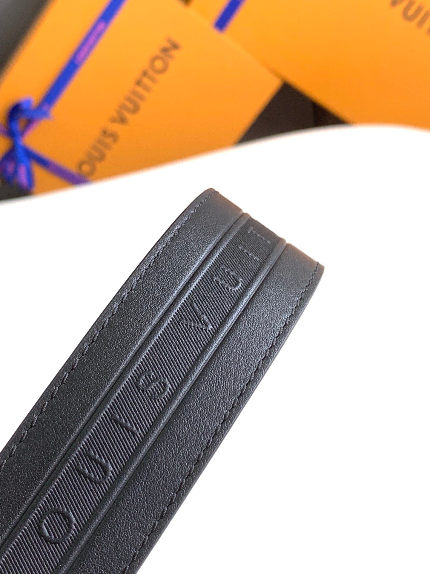 Louis Vuitton Men's LV Initiales Black Leather Belt with Silver-Tone Buckle, Luxury Designer Fashion Accessory