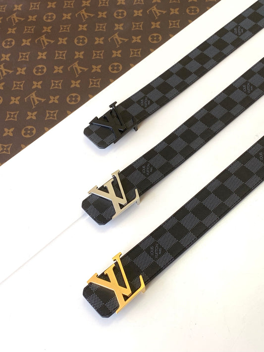 Louis Vuitton LV Initiales 40mm Belt - Damier Graphite Canvas with Gold, Silver, and Matte Black Buckle Options