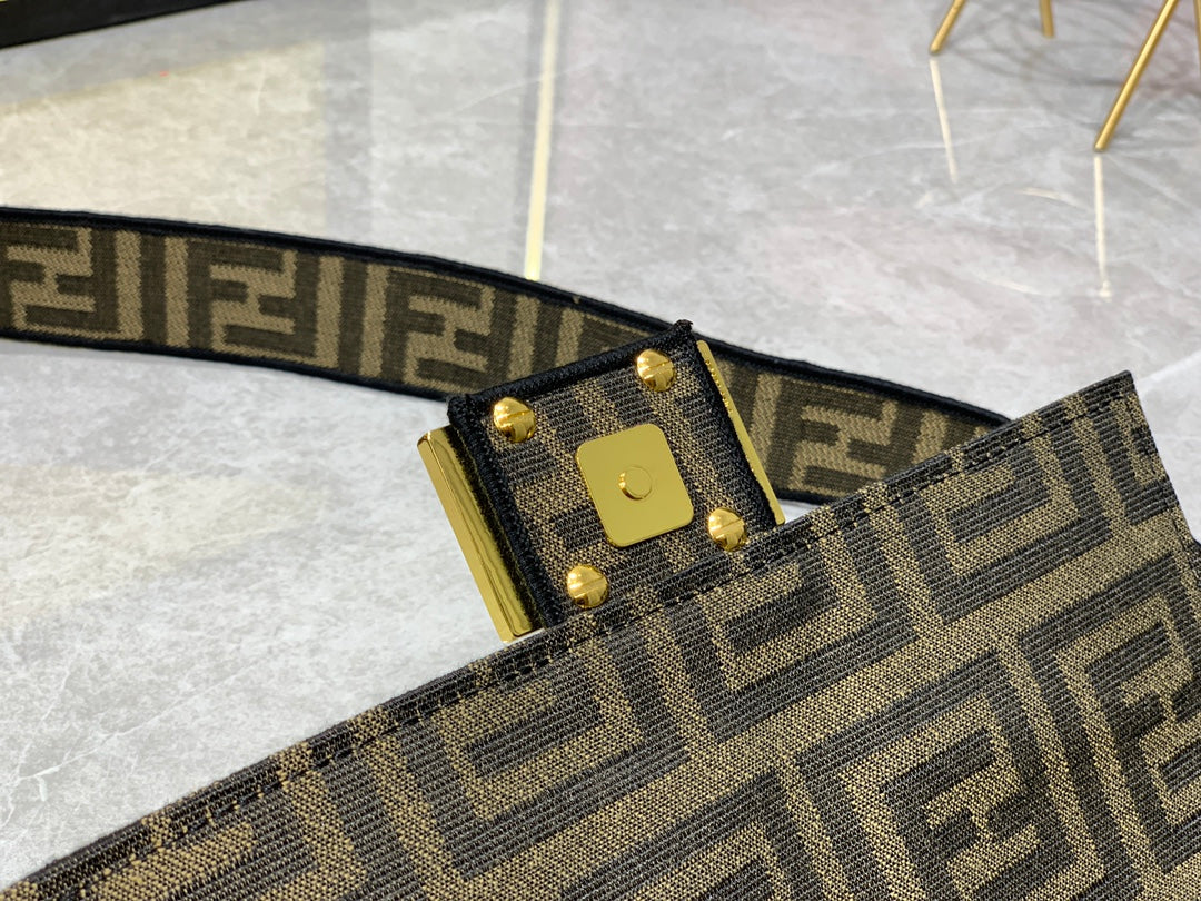 Fendace Fendi x Versace Brown Monogram Baguette Handbag with Medusa Clasp