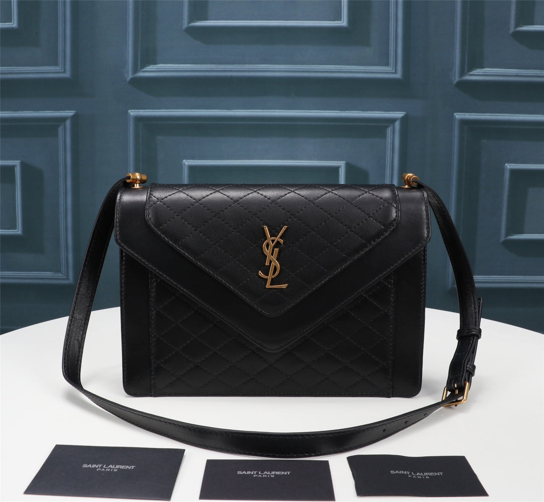 Saint Laurent Gaby Medium Quilted Leather Shoulder Bag in Black