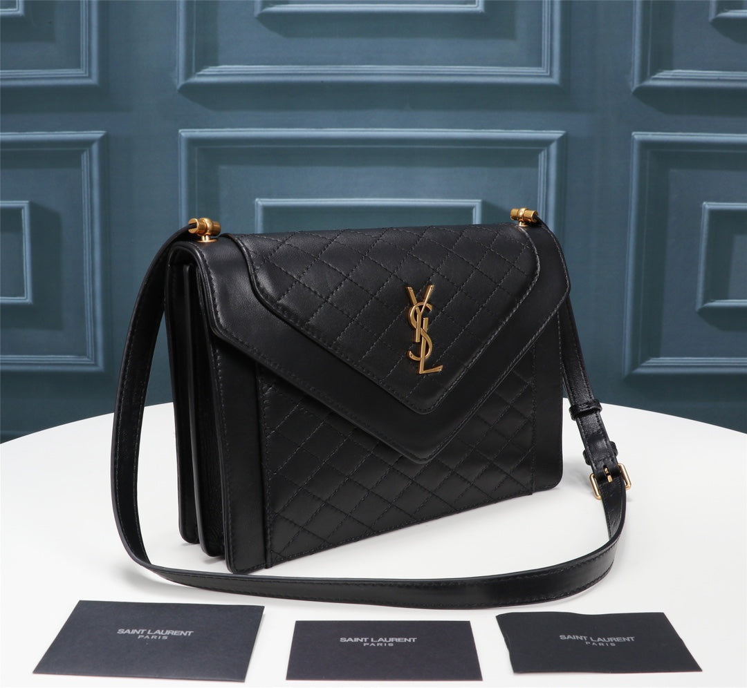 Saint Laurent Gaby Medium Quilted Leather Shoulder Bag in Black