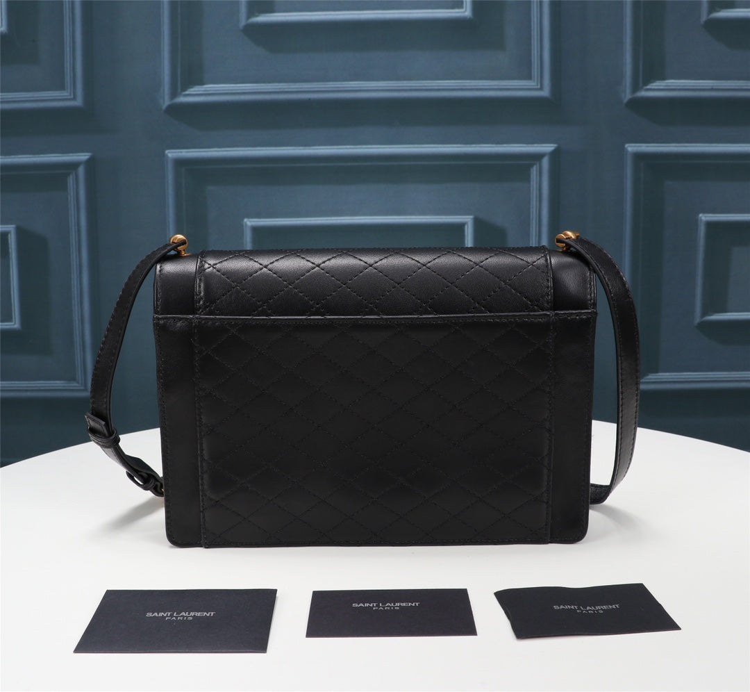 Saint Laurent Gaby Medium Quilted Leather Shoulder Bag in Black