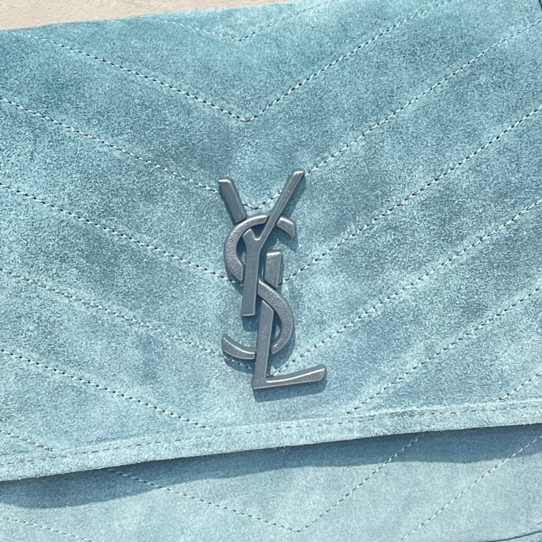 Saint Laurent Niki Medium Chain Bag in Blue Suede