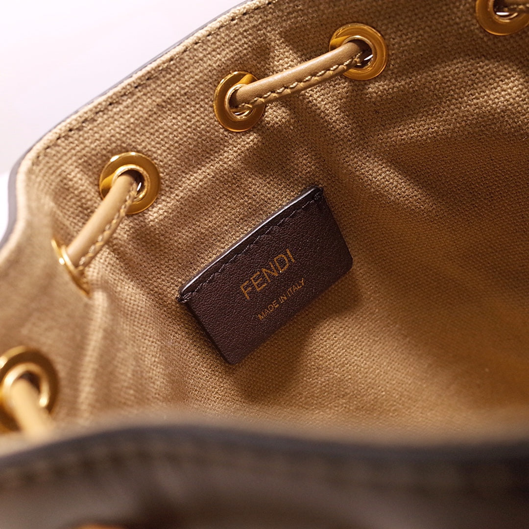 Monogram Multi-Color Canvas Mini Bucket Bag with Leather Trim