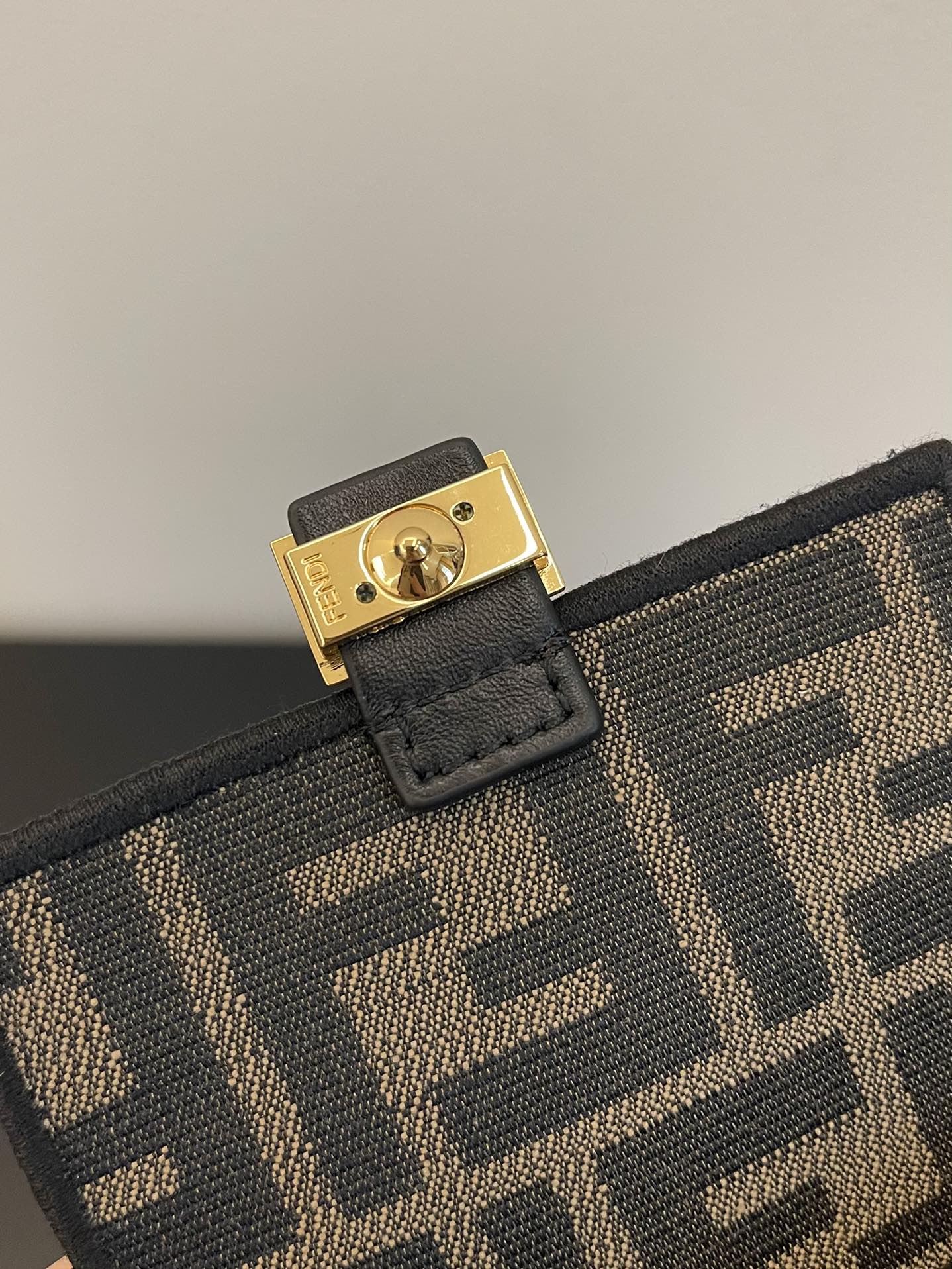 Fendi Nano Baguette Charm in Brown FF Fabric with Chain Strap
