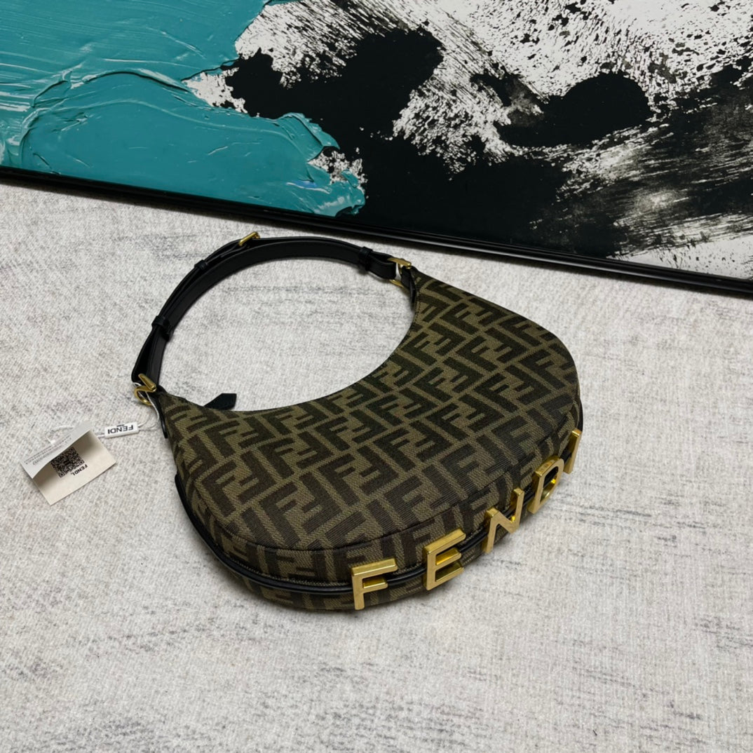 Fendi Fendigraphy Small FF Monogram Canvas Hobo Bag - Brown/Tobacco