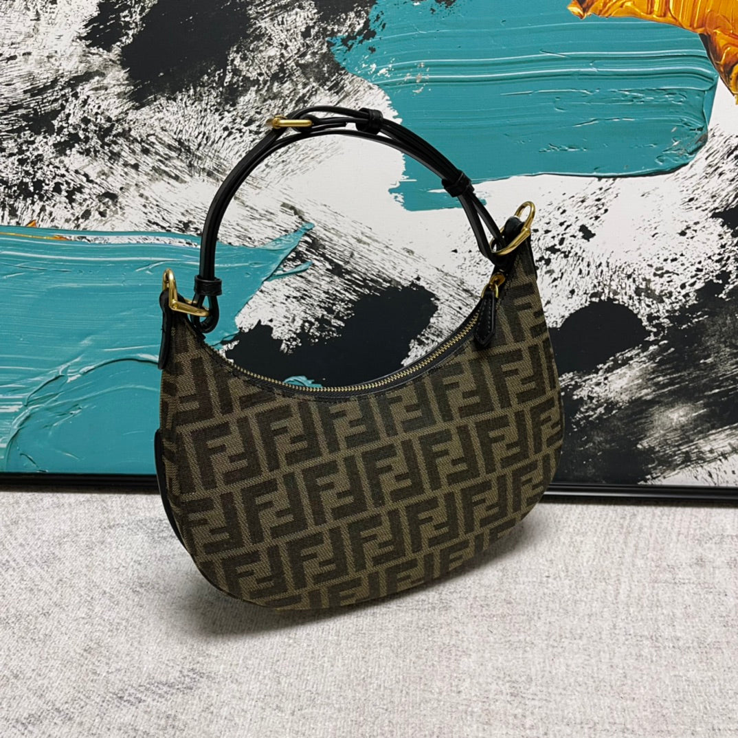 Fendi Fendigraphy Small FF Monogram Canvas Hobo Bag - Brown/Tobacco