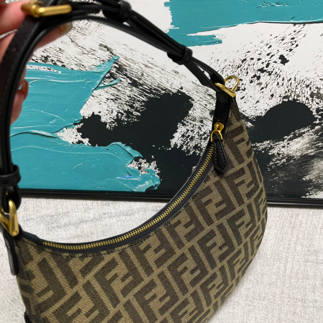 Fendi FF Monogram Canvas Small Hobo Bag - Brown/Tobacco