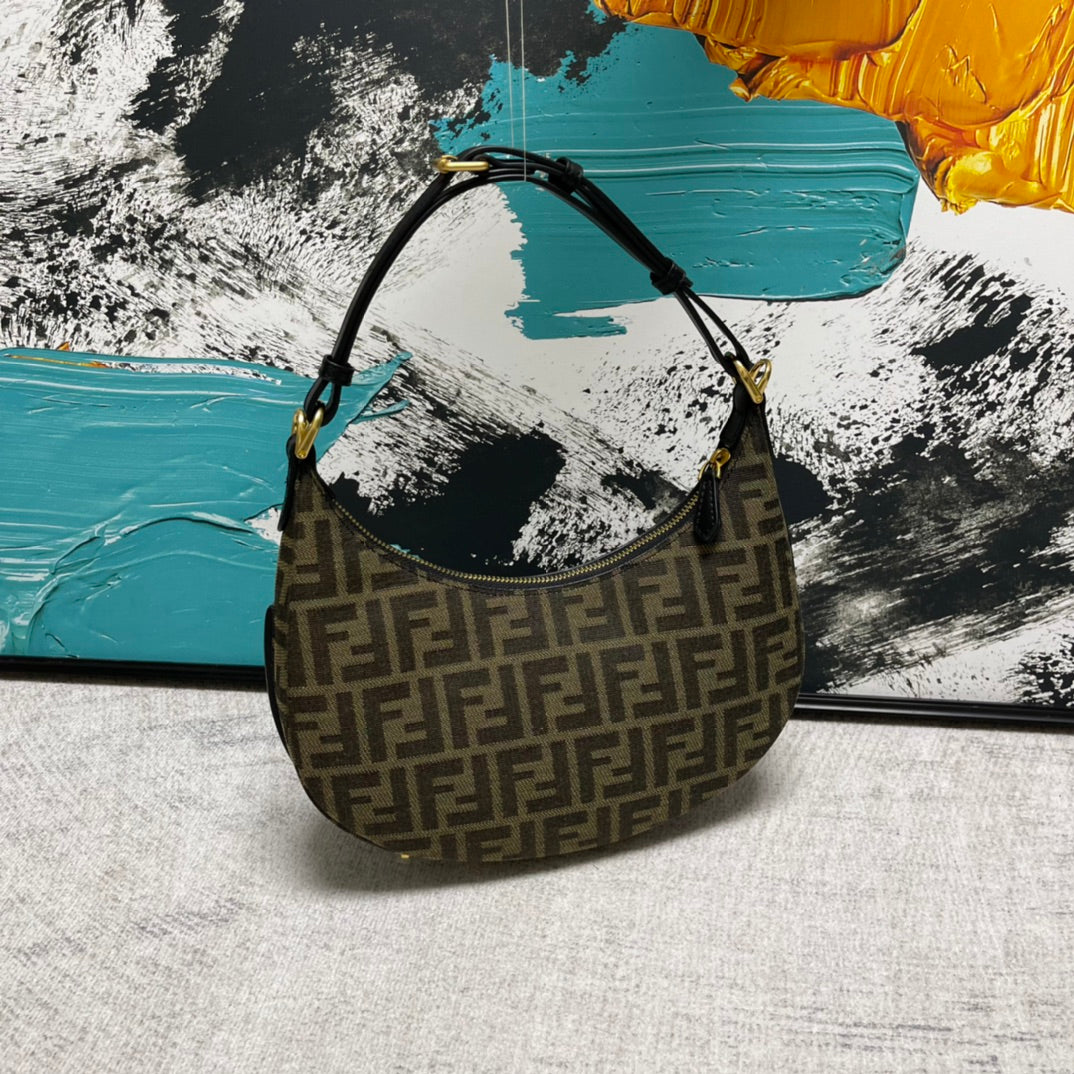 Fendi Fendigraphy Small FF Monogram Canvas Hobo Bag - Brown/Tobacco