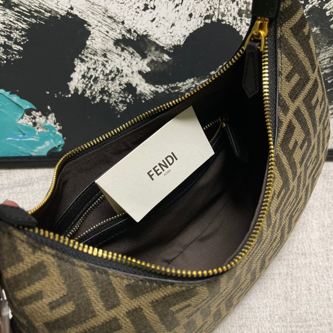 Fendi FF Monogram Canvas Small Hobo Bag - Brown/Tobacco