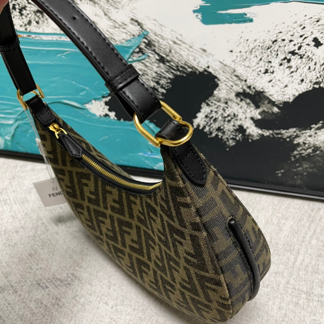 Fendi Fendigraphy Small FF Monogram Canvas Hobo Bag - Brown/Tobacco