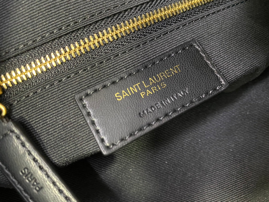 Saint Laurent Joe Quilted Leather Bucket Bag in White with Gold-Tone Hardware
