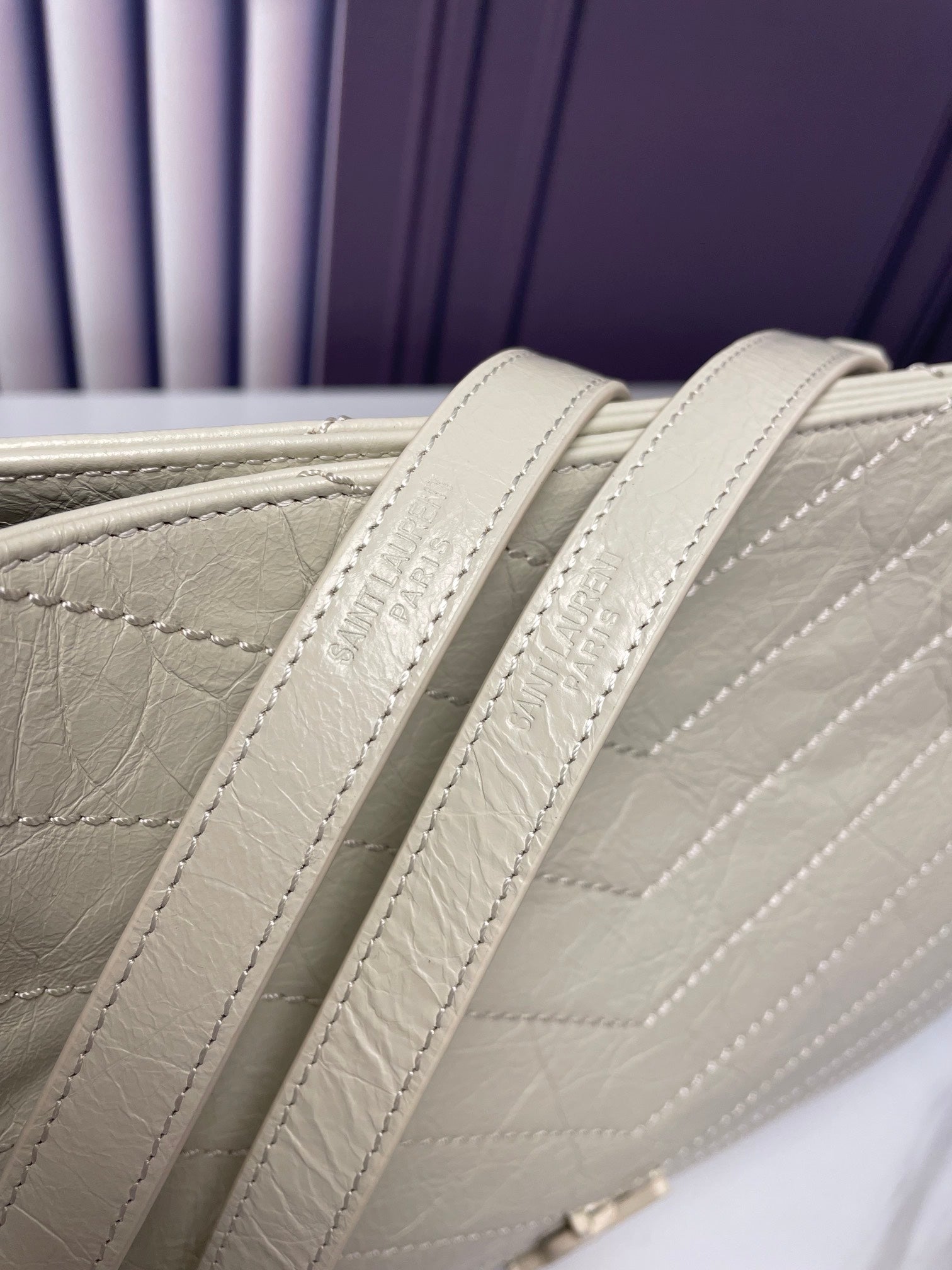 Saint Laurent Niki Medium Shoulder Bag in Vintage White Quilted Leather