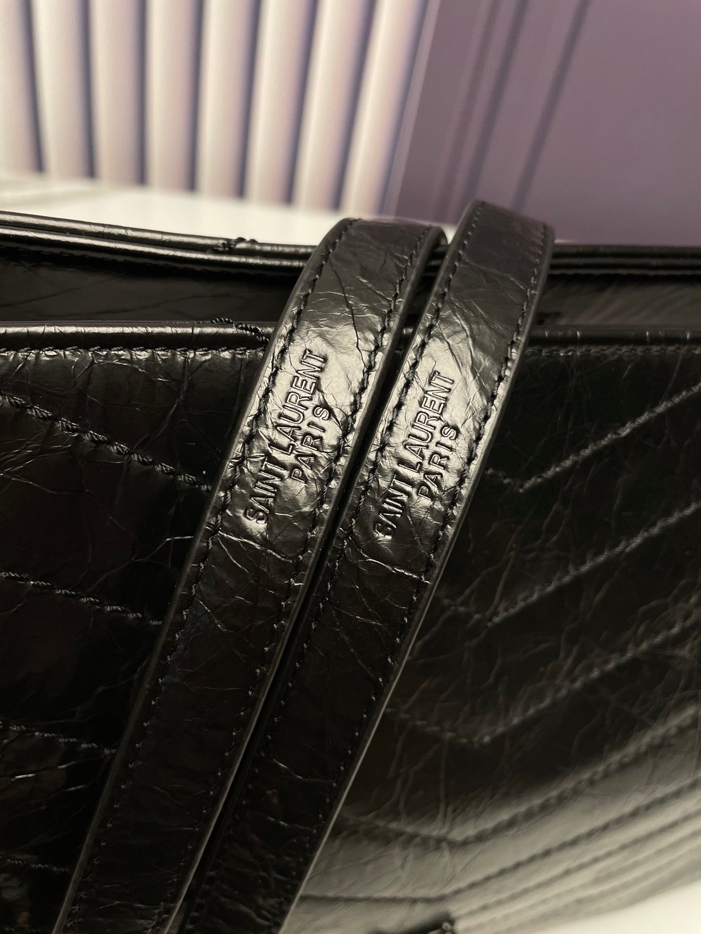 Saint Laurent Large Loulou Shopping Bag - Black Quilted Crinkled Leather