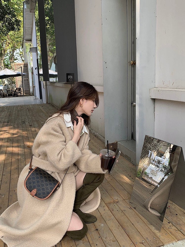 Vintage Style Monogram Crossbody Bag with Adjustable Leather Strap