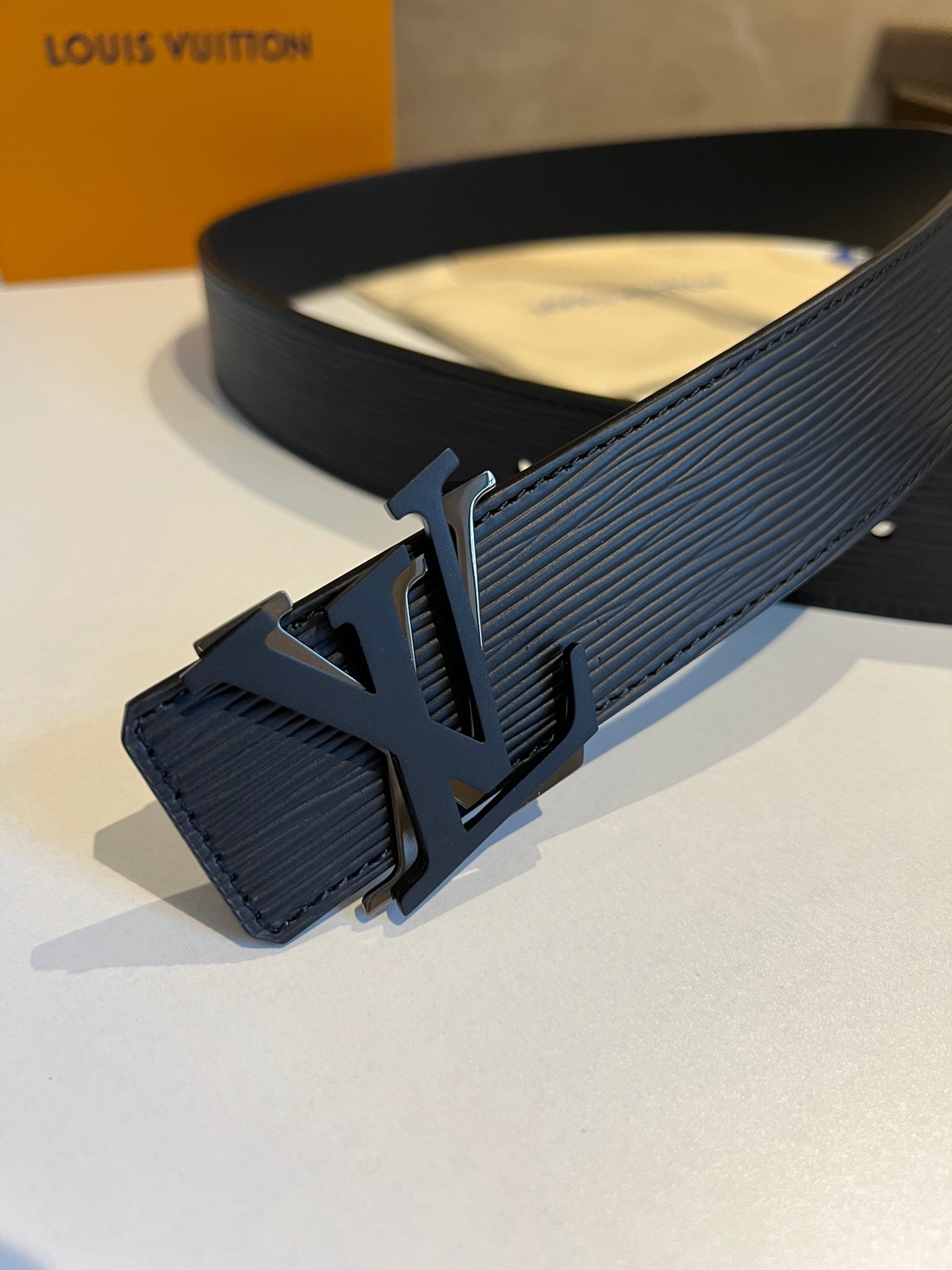 Louis Vuitton Men's LV Initiales 40mm Reversible Belt, Black Epi Leather, Silver-Tone Hardware Buckle
