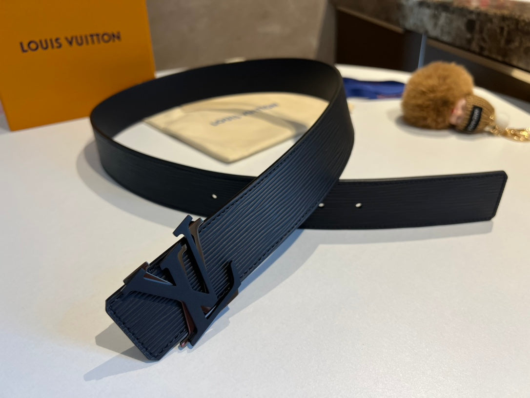 Louis Vuitton Men's LV Initiales 40mm Reversible Belt, Black Epi Leather, Silver-Tone Hardware Buckle