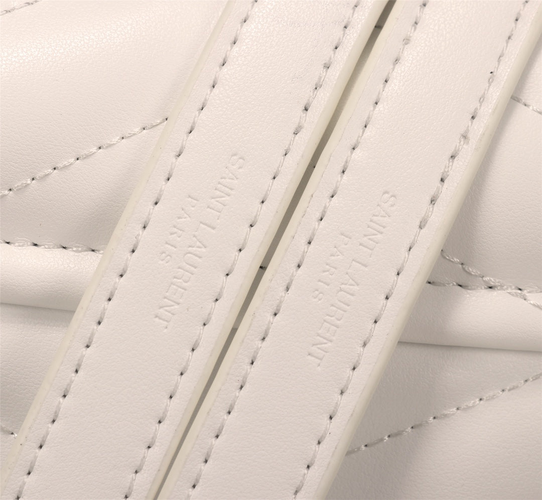Saint Laurent Small Loulou Shoulder Bag in Quilted Leather - White