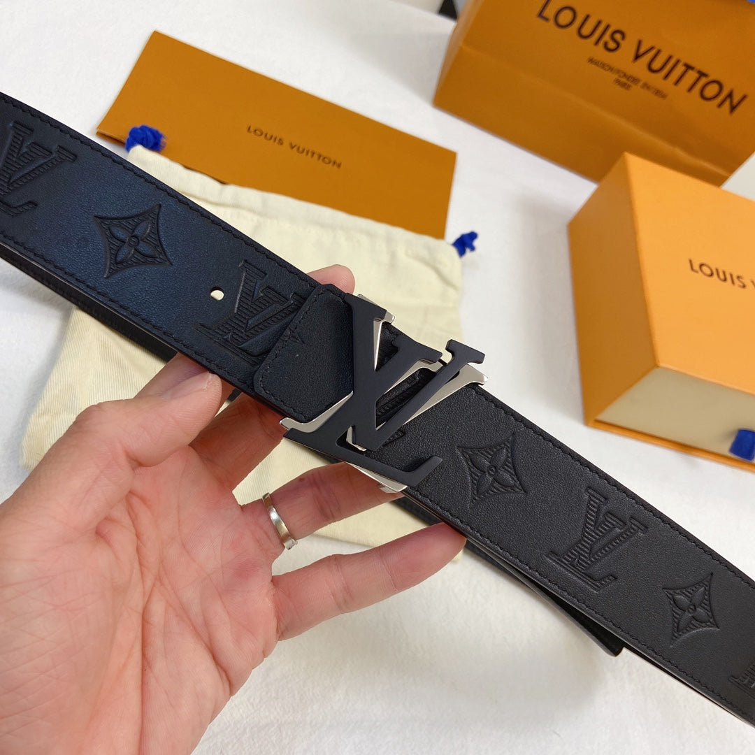 Louis Vuitton Men's LV Initiales 40mm Belt, Monogram Shadow Black Embossed Leather