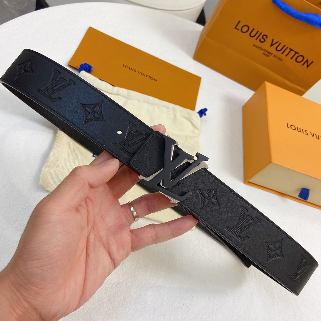 Louis Vuitton Men's LV Initiales 40mm Belt, Monogram Shadow Black Embossed Leather