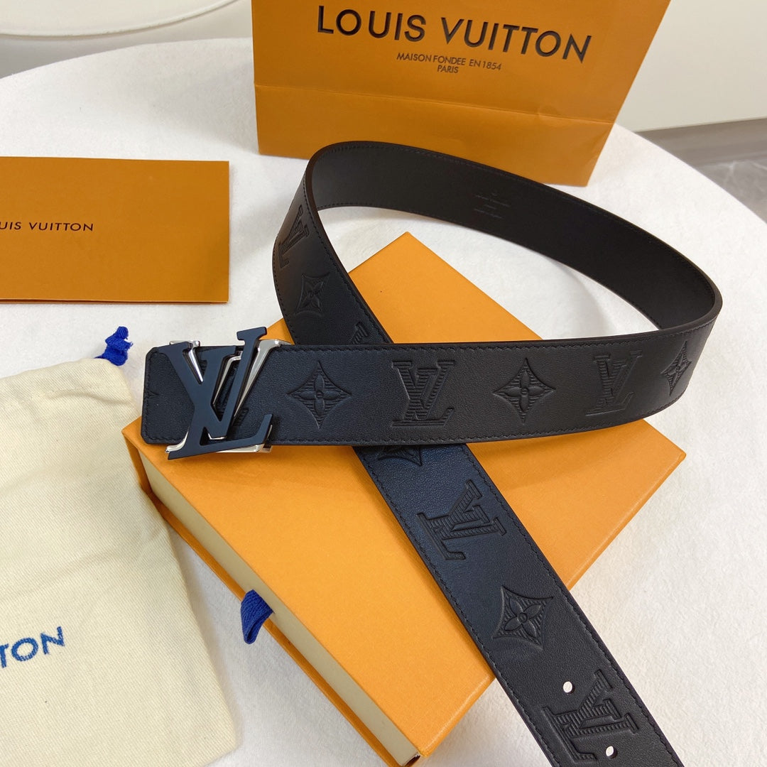 Louis Vuitton Men's LV Initiales 40mm Belt, Monogram Shadow Black Embossed Leather