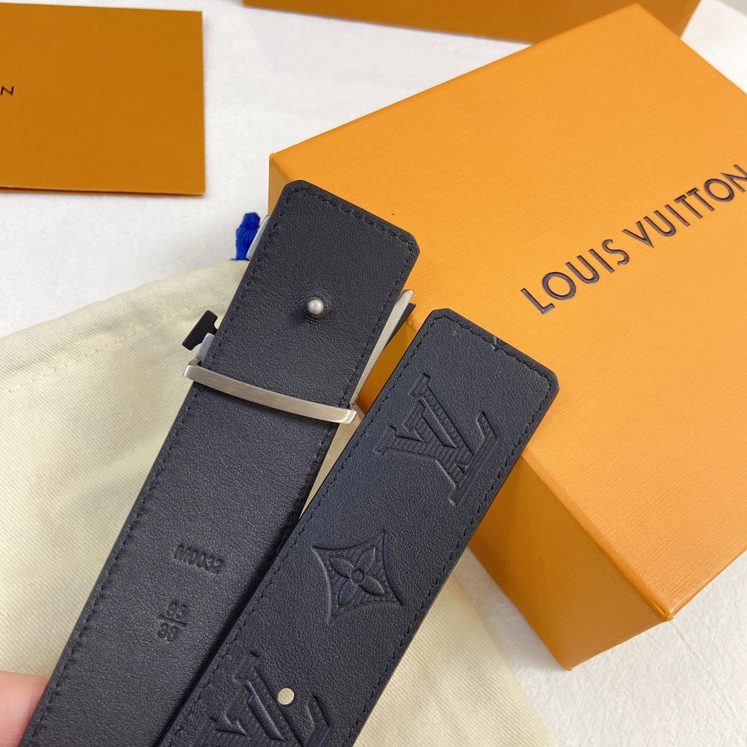 Louis Vuitton Men's LV Initiales 40mm Belt, Monogram Shadow Black Embossed Leather