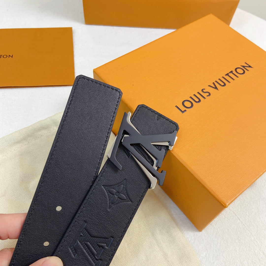 Louis Vuitton Men's LV Initiales 40mm Belt, Monogram Shadow Black Embossed Leather