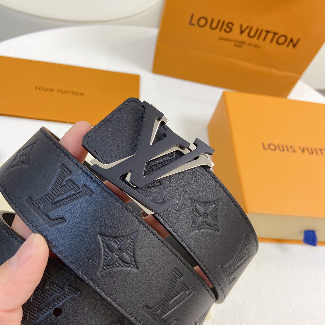 Louis Vuitton Men's LV Initiales 40mm Belt, Monogram Shadow Black Embossed Leather
