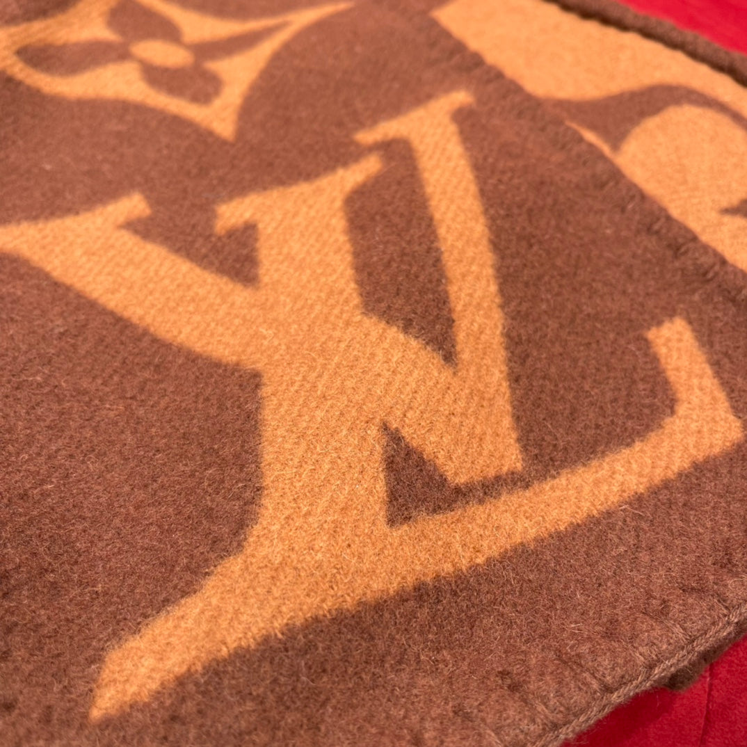 Louis Vuitton Logomania Monogram Scarf - Brown and Tan Designer Wool Blend Winter Scarf