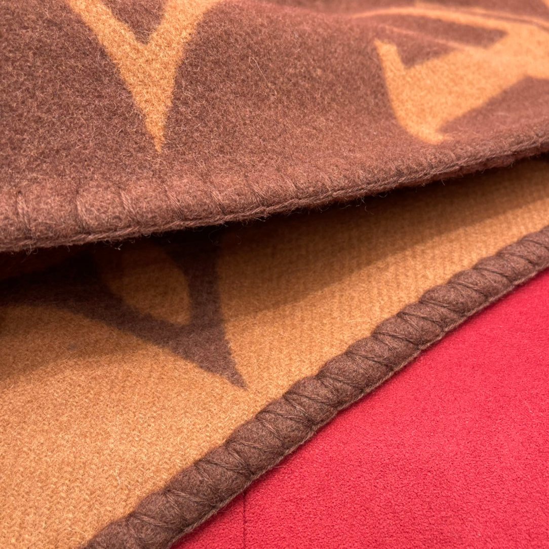 Louis Vuitton Logomania Monogram Scarf - Brown and Tan Designer Wool Blend Winter Scarf