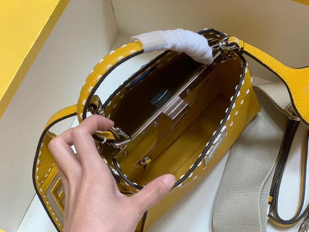 Fendi Peekaboo ISeeU Petite Yellow Leather Bag with FF Logo Accessories
