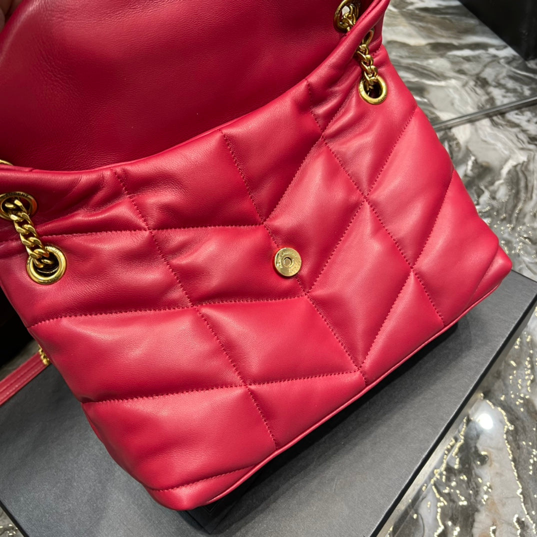Saint Laurent Loulou Puffer Small in Quilted Lambskin Red