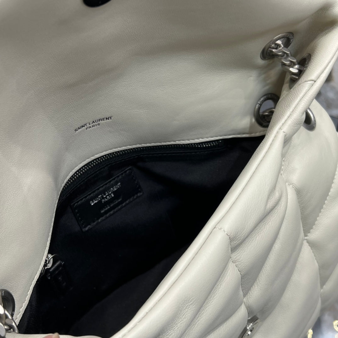 Saint Laurent Toy Loulou Quilted Leather Shoulder Bag - White