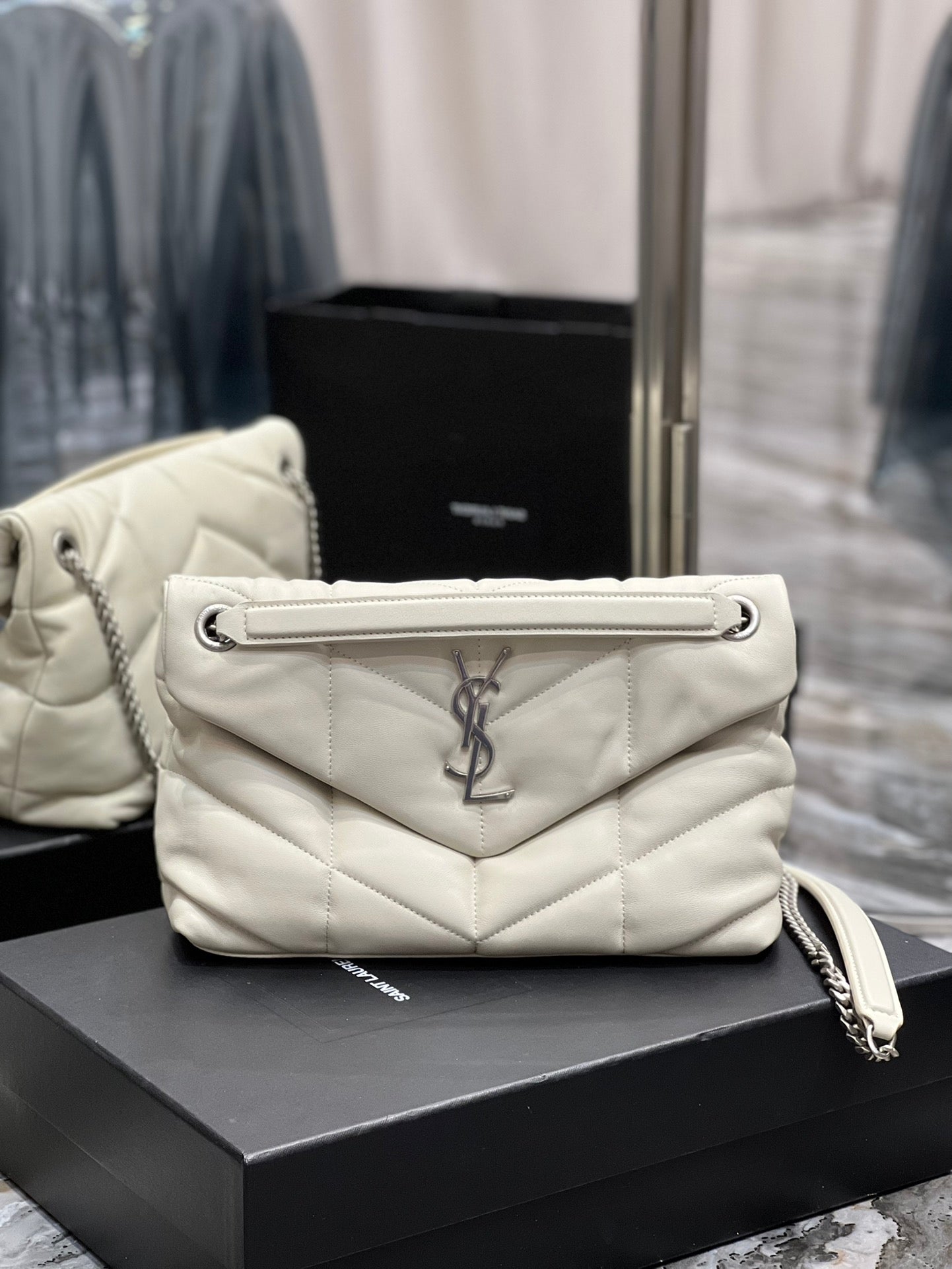 Saint Laurent Toy Loulou Quilted Leather Shoulder Bag - White