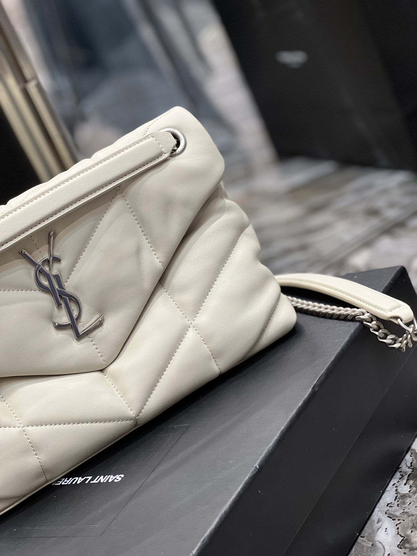 Saint Laurent Toy Loulou Quilted Leather Shoulder Bag - White