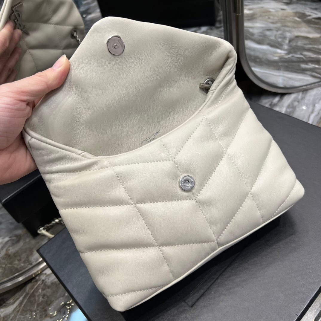 Saint Laurent Loulou Small Quilted Leather Shoulder Bag - Cream White