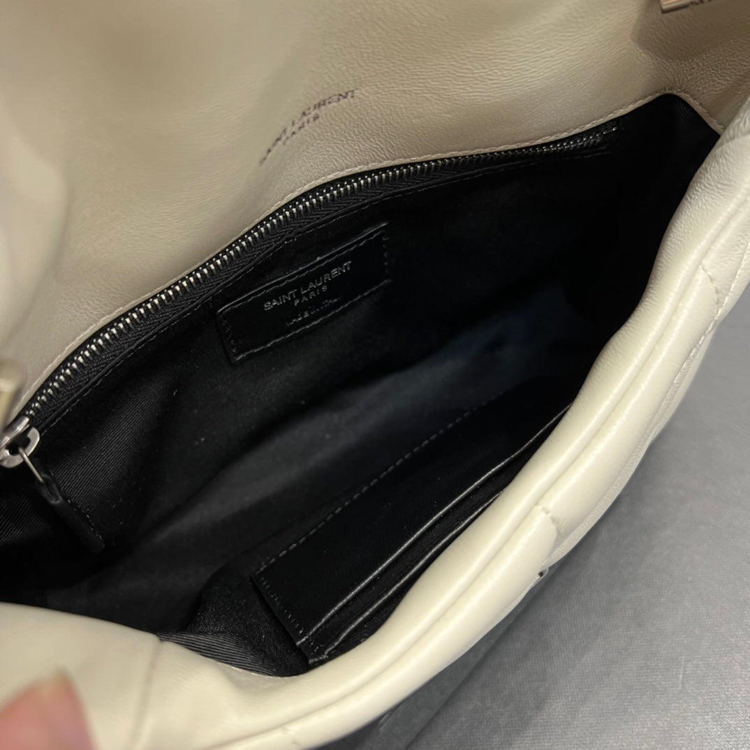 Saint Laurent Loulou Small Quilted Leather Shoulder Bag - Cream White