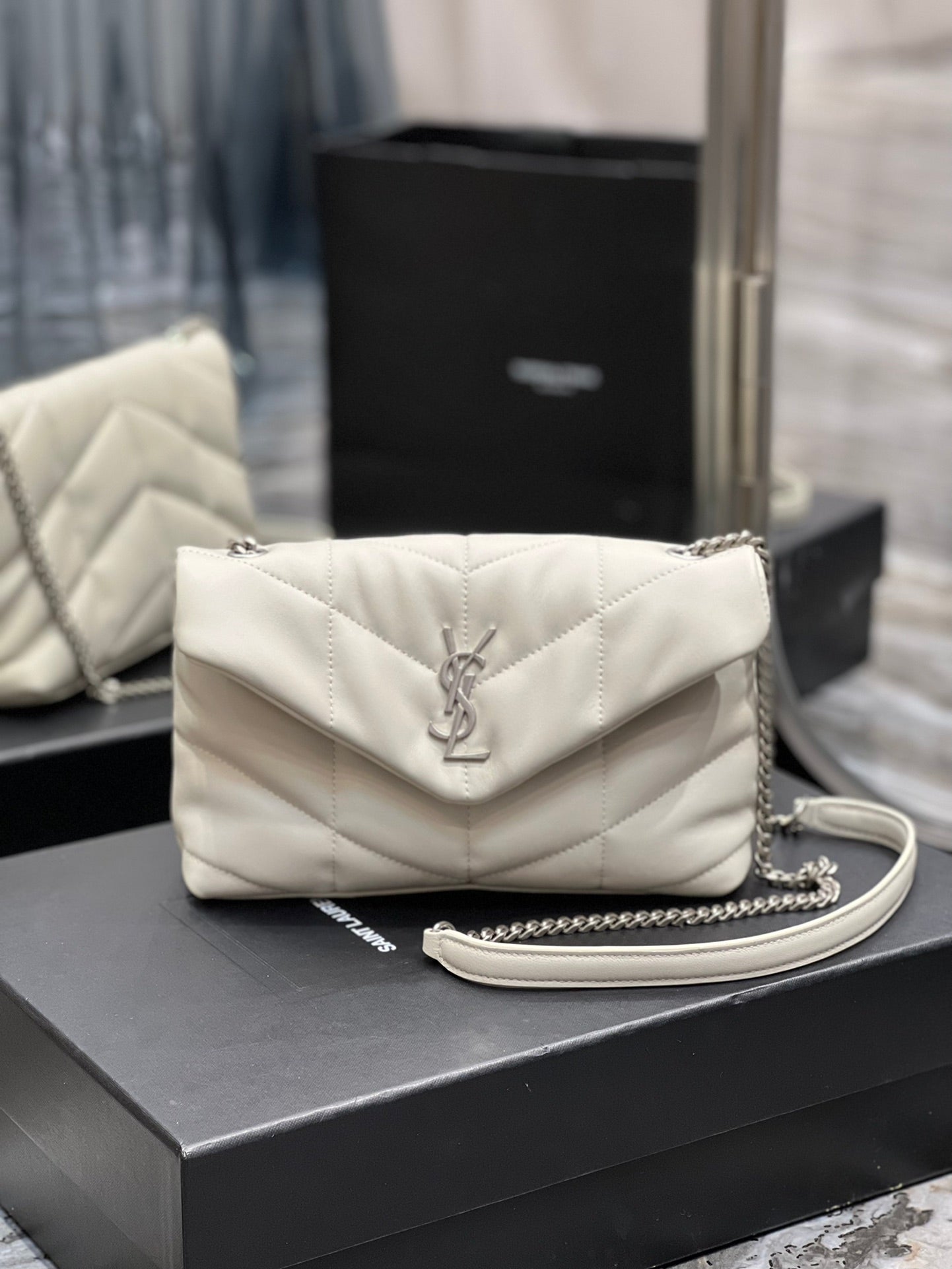 Saint Laurent Loulou Small Quilted Leather Shoulder Bag - Cream White