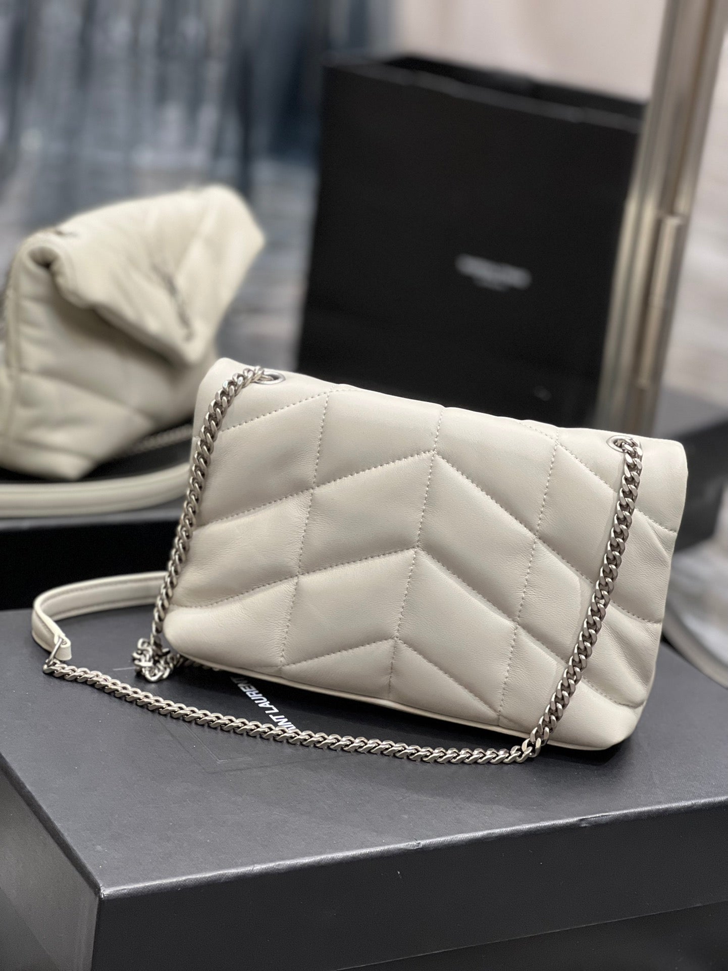 Saint Laurent Loulou Small Quilted Leather Shoulder Bag - Cream White