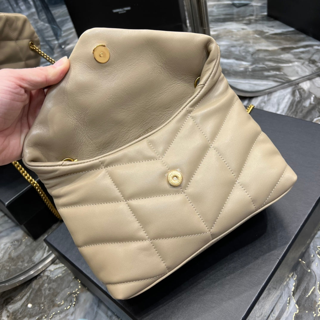 Saint Laurent Loulou Puffer Small Bag in Beige Quilted Leather