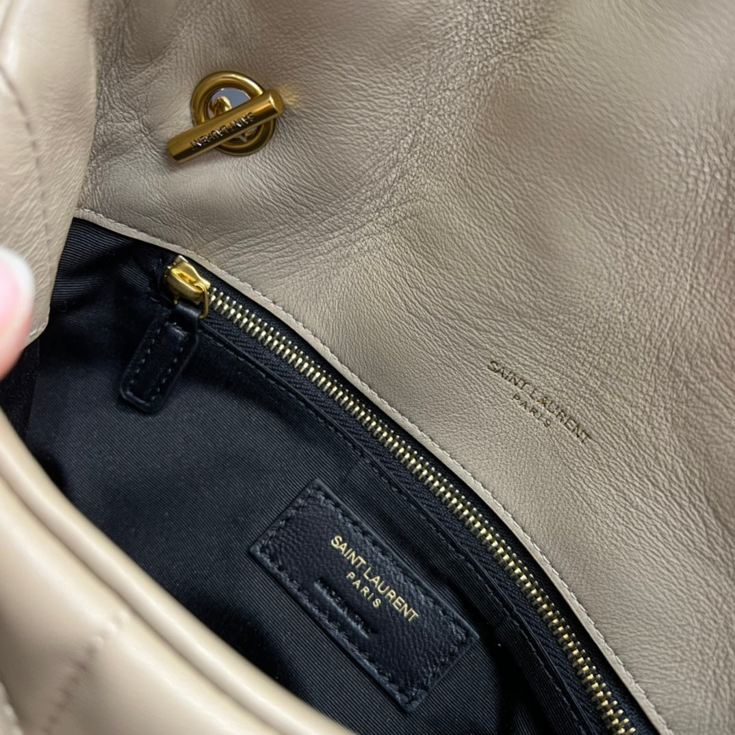 Saint Laurent Loulou Puffer Small Bag in Beige Quilted Leather