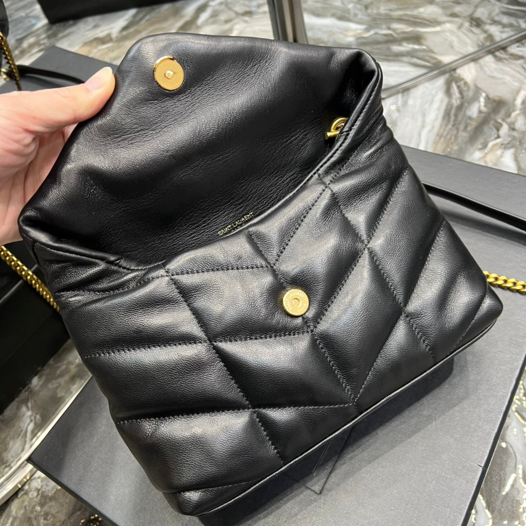 Saint Laurent Loulou Puffer Small Quilted Leather Shoulder Bag - Black with Gold Hardware