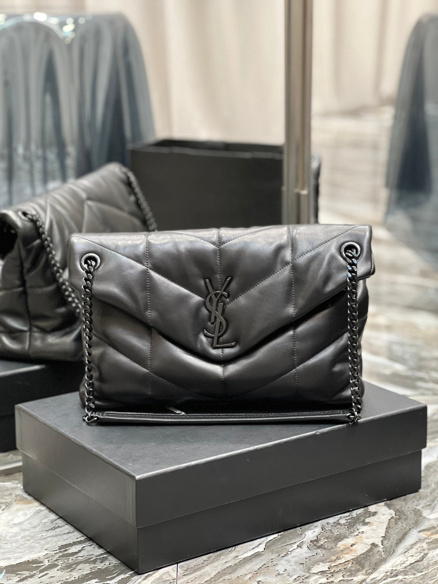 Saint Laurent Small Loulou Shoulder Bag in Quilted Leather - Black