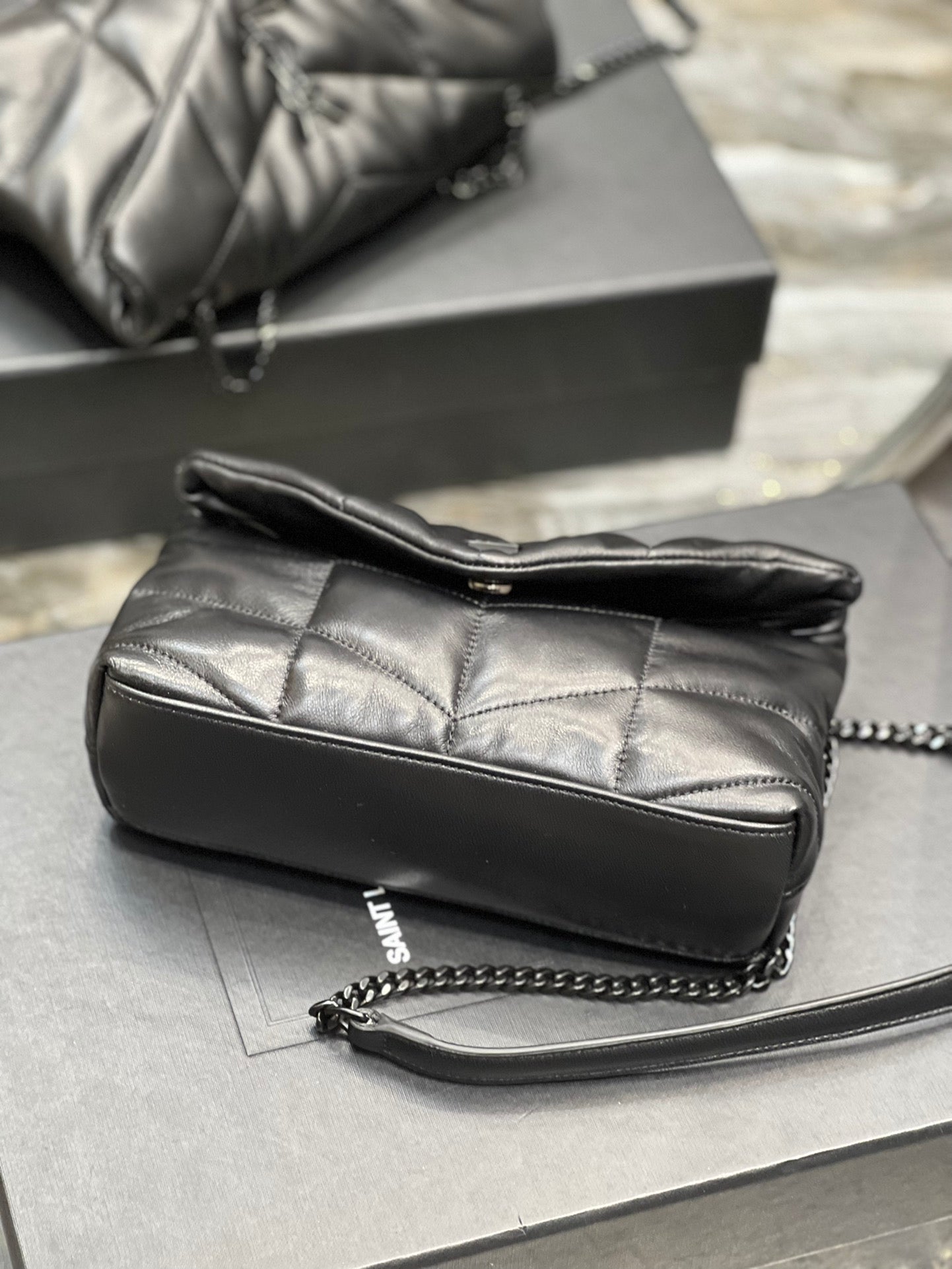 Saint Laurent Loulou Puffer Small Bag in Quilted Lambskin Leather - Black
