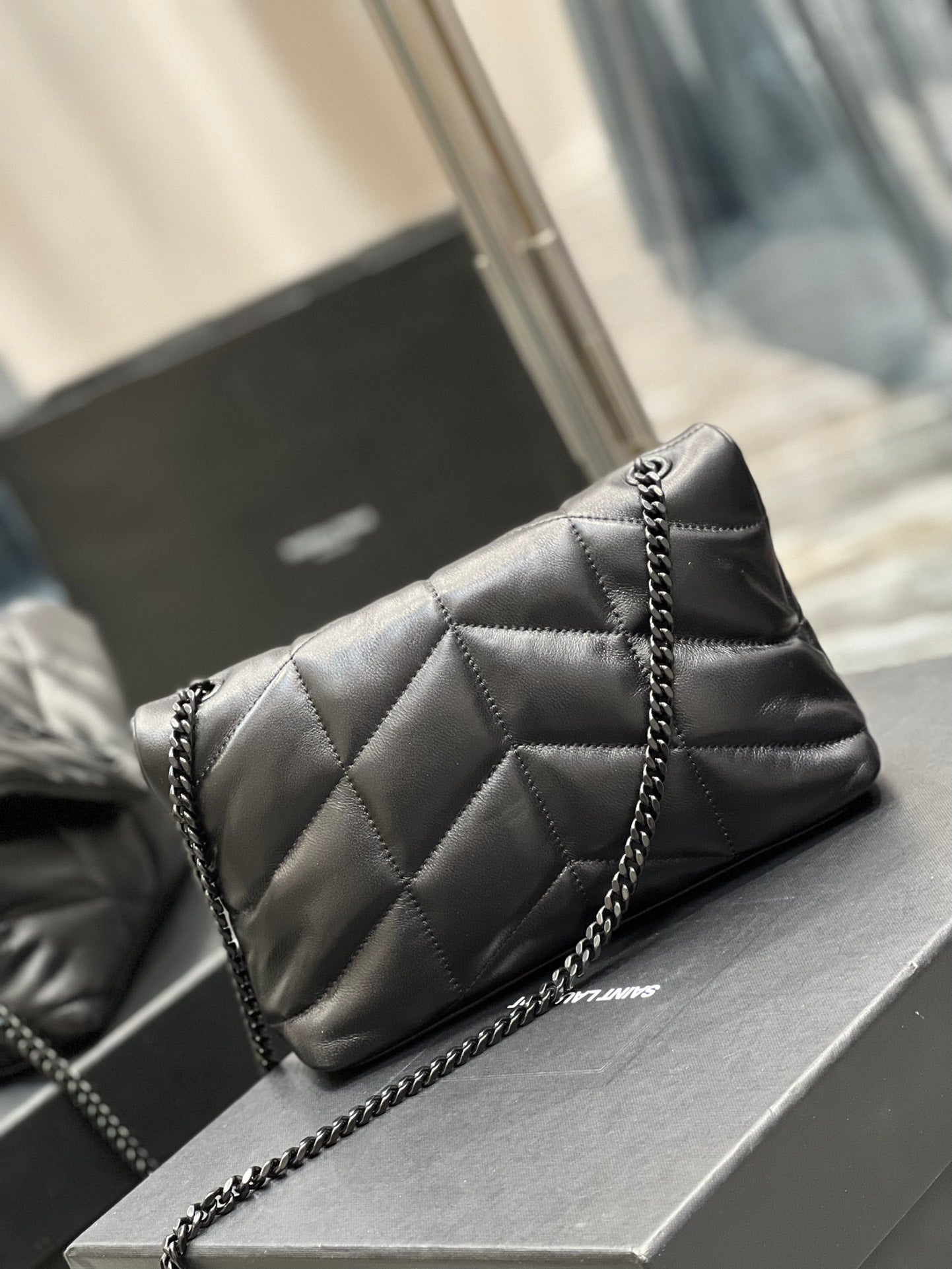Saint Laurent Loulou Puffer Small Bag in Quilted Lambskin Leather - Black